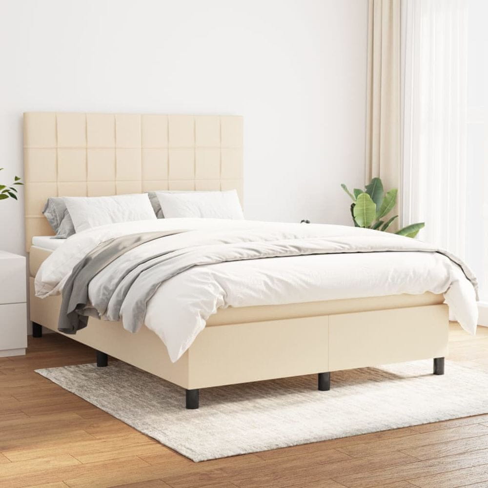 Vidaxl Boxspring posteľ s matracom krémový 140x190 cm látka