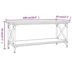 Vidaxl Konferenčný stolík hnedý dub 100x45x45 cm sprac. drevo a železo