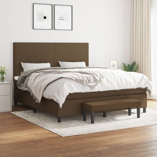 shumee Boxspring posteľ s matracom tmavohnedá 180x200 cm látka