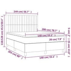 Vidaxl Posteľný rám boxspring s matracom čierny 140x200 cm zamat