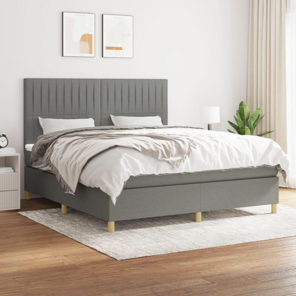 Petromila vidaXL Boxspring posteľ s matracom tmavosivá 180x200 cm látka