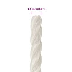 Vidaxl Pracovné lano biele 14 mm 50 m polypropylén