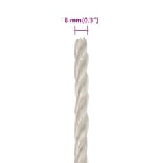 Vidaxl Pracovné lano biele 8 mm 25 m polypropylén
