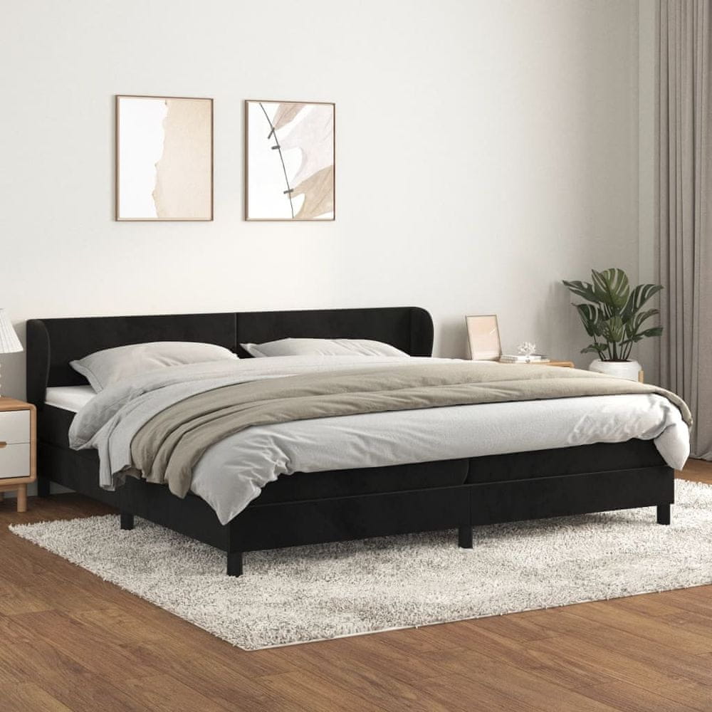 shumee Posteľný rám boxspring s matracom čierny 200x200 cm zamat