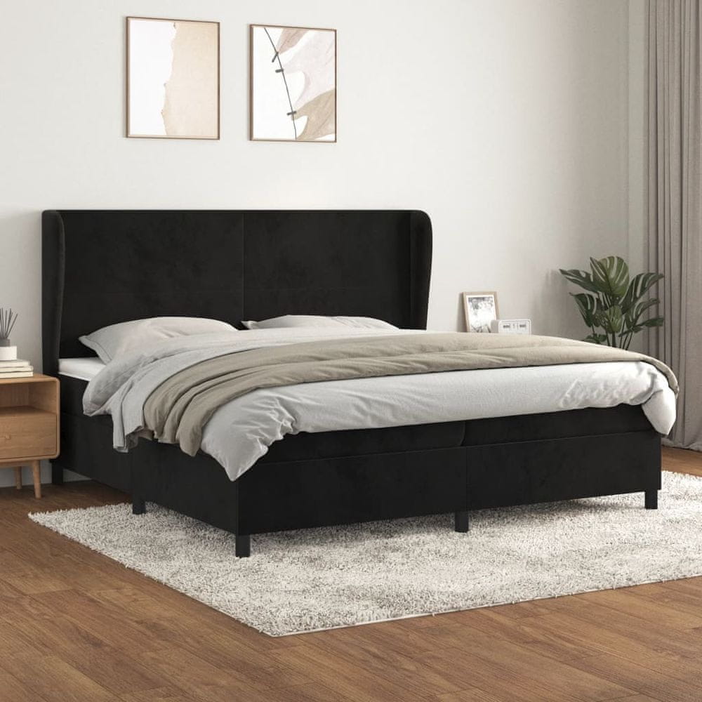 shumee Posteľný rám boxspring s matracom čierny 200x200 cm zamat