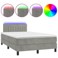 Petromila vidaXL Boxspring posteľ s matracom a LED, svetlosivá 120x190 cm, látka