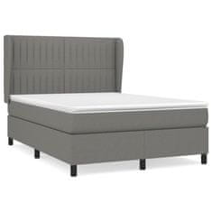 shumee Boxspring posteľ s matracom tmavosivá 140x200 cm látka