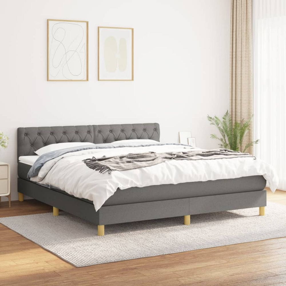 Petromila vidaXL Boxspring posteľ s matracom tmavosivá 160x200 cm látka