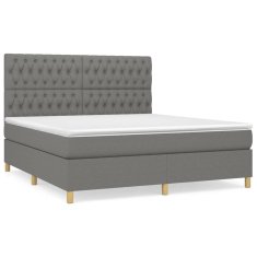 shumee Boxspring posteľ s matracom tmavosivá 180x200 cm látka