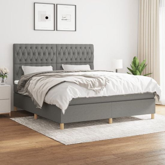 shumee Boxspring posteľ s matracom tmavosivá 180x200 cm látka