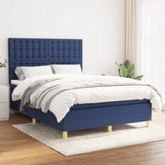 shumee Boxspring posteľ s matracom modrý 140x190 cm látka