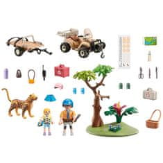 Playmobil Záchranná štvorkolka , Wiltopia, veterinári, štvorkolka, jaguár, 58 dielikov, 71011