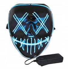 Korbi Plastová svietiaca maska LED, Purge, modrá