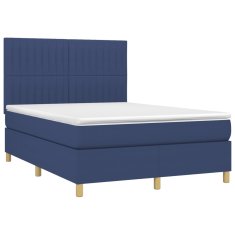 Vidaxl Posteľný rám boxspring s matracom modrý 140x200 cm látka