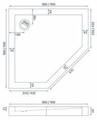 REA Diamond, sprchovací kút 80x80x195 cm, 6mm číre sklo, čierny profil + biela sprchová vanička, KPL-06900