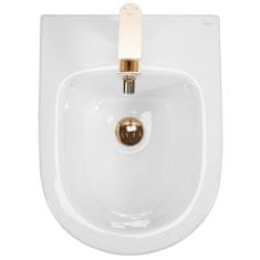 REA Závesná WC misa CARLO Mini Rimless - biela-zlatý okraj