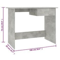 Petromila vidaXL Písací stôl, betónovo sivý 100x50x76 cm, kompozitné drevo