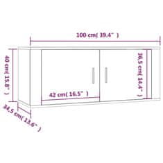 Vidaxl Nástenné TV skrinky 3 ks hnedý dub 100x34,5x40 cm