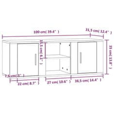 Vidaxl TV skrinka lesklá biela 100x31,5x35 cm spracované drevo