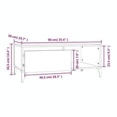 Vidaxl Konferenčný stolík sivý dub sonoma 90x50x36,5 spracované drevo