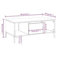 Vidaxl Konferenčný stolík dymový dub 90x50x36,5 cm spracované drevo