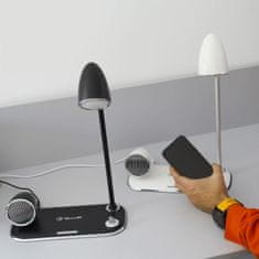 Tellur Nostalgia stolná lampa s bezdrôtovou nabíjačkou 15W, a Bluetooth reproduktorom 5W, čierna