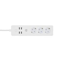 Tellur WiFi Smart Power Strip, 3x zásuvka, 4x USB 4A, 2200W, 10A, 1.8m, biela