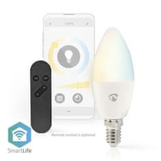 Nedis Inteligentná žiarovka SmartLife svíčka, Wi-Fi, E14, 470 lm, 4.9 W, Teplá - studená bílá