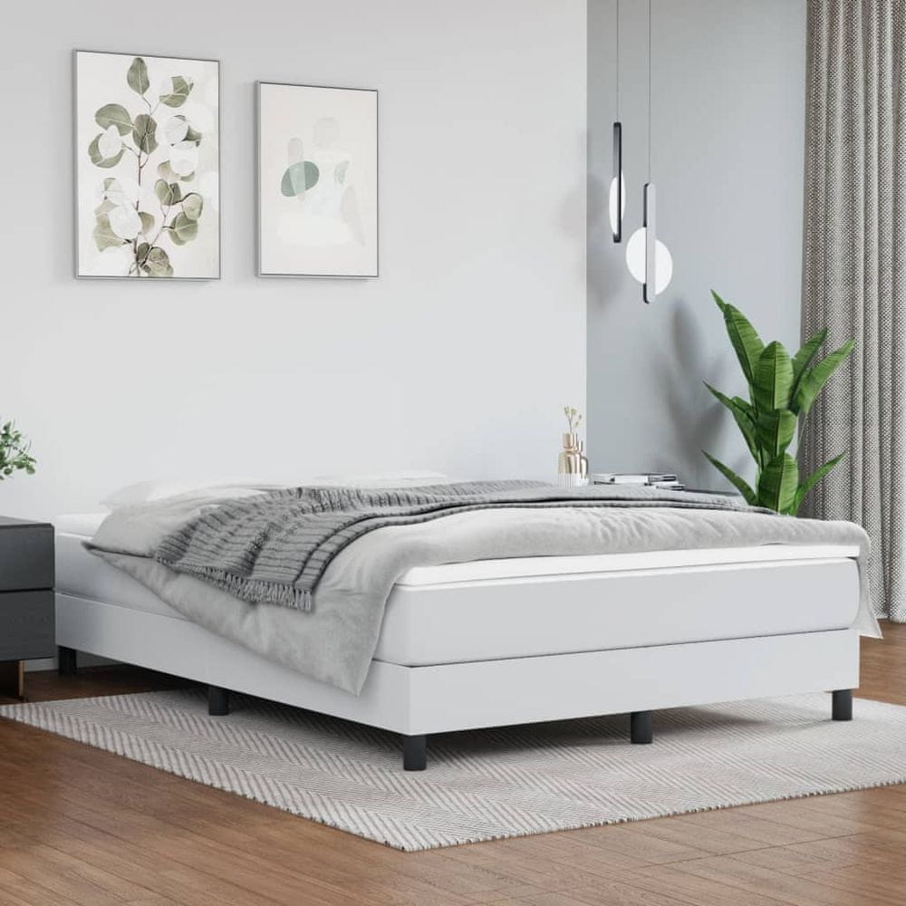 shumee Boxspring posteľ s matracom biela 140x200 cm umelá koža