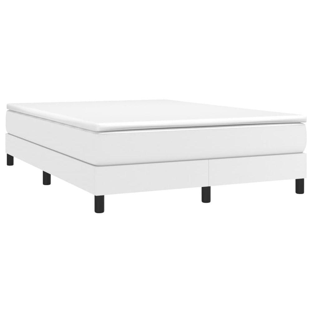 Vidaxl Boxspring posteľ s matracom biela 140x200 cm umelá koža