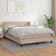 shumee Boxspring posteľ s matracom kapučínová 140x200 cm umelá koža