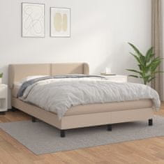 shumee Boxspring posteľ s matracom kapučínová 140x190 cm umelá koža