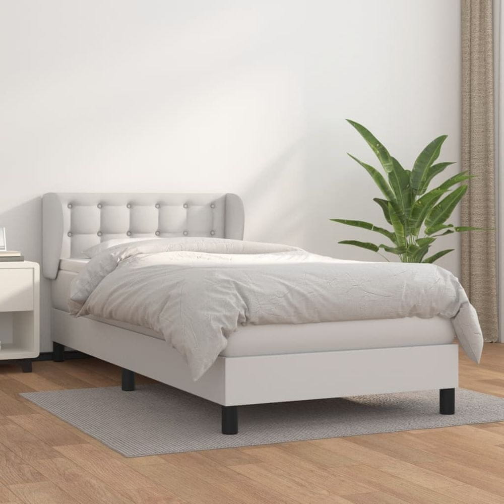 shumee Boxspring posteľ s matracom biela 90x190 cm umelá koža