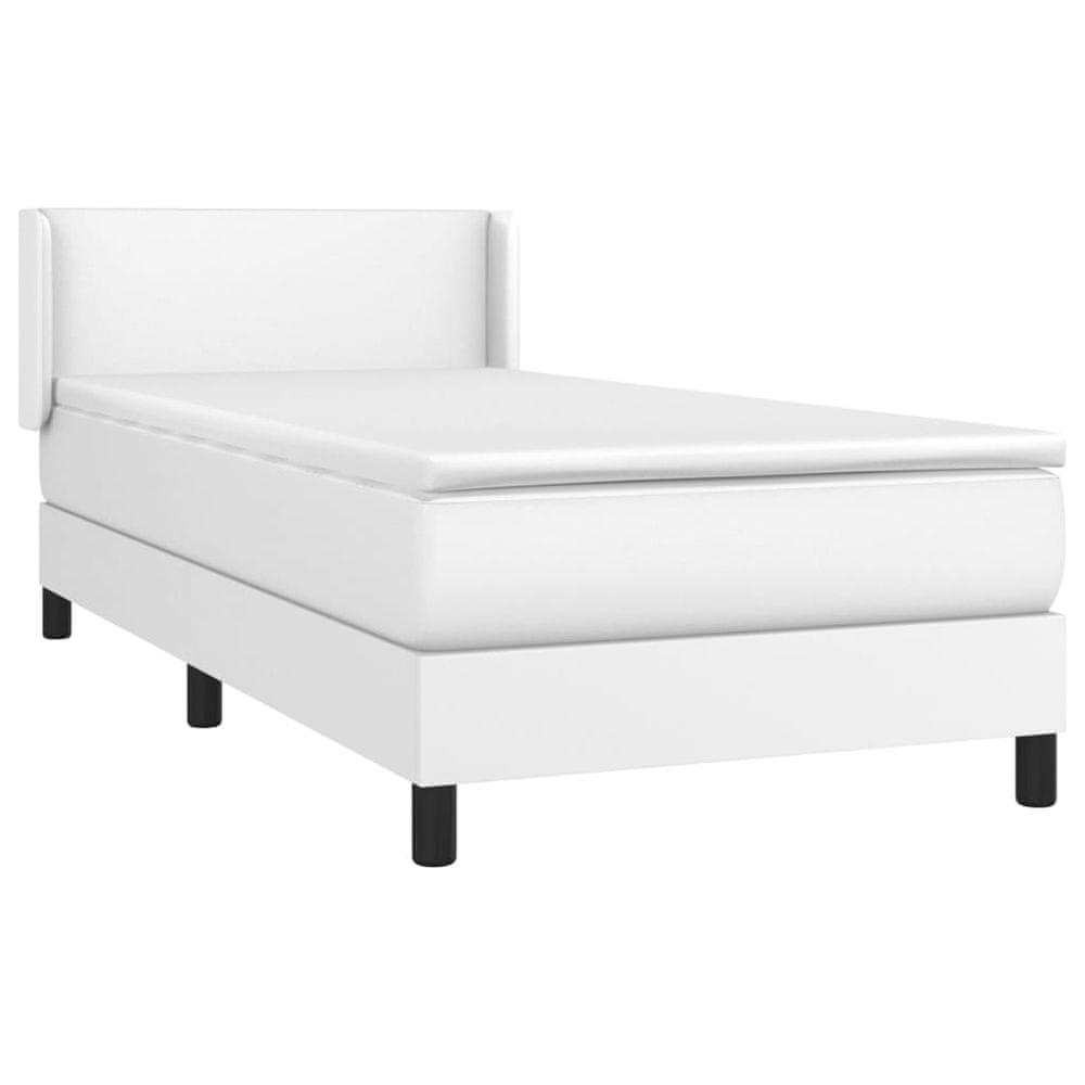 Vidaxl Boxspring posteľ s matracom biela 90x190 cm umelá koža