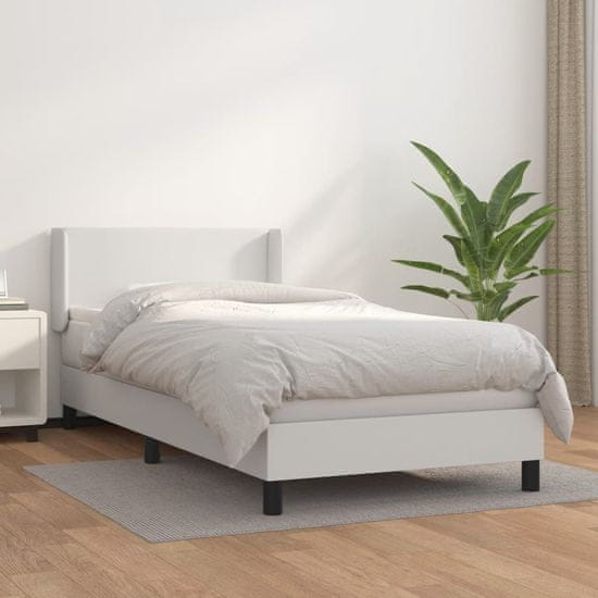 shumee Boxspring posteľ s matracom biela 100x200 cm umelá koža