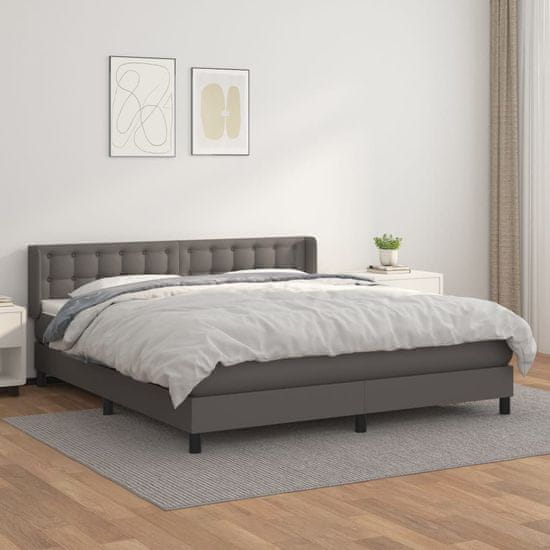 shumee Boxspring posteľ s matracom sivá 160x200 cm umelá koža