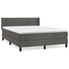 shumee Posteľný rám boxspring s matracom tmavosivý 140x200 cm zamat