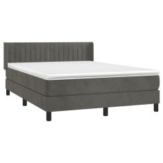 shumee Posteľný rám boxspring s matracom tmavosivý 140x200 cm zamat