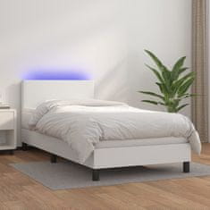 shumee Boxspring posteľ s matracom a LED biela 100x200 cm umelá koža