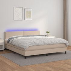 Petromila vidaXL Boxspring posteľ matrac a LED kapučínová 160x200 cm umelá koža