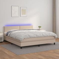 Petromila vidaXL Boxspring posteľ matrac a LED kapučínová 180x200 cm umelá koža