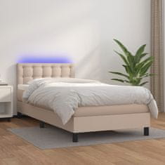 Petromila vidaXL Boxspring posteľ matrac a LED kapučínová 90x190 cm umelá koža