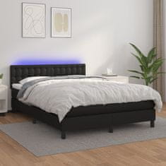 shumee Boxspring posteľ s matracom a LED čierny 140x190 cm umelá koža