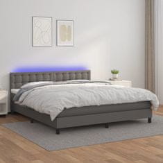 shumee Boxspring posteľ s matracom a LED sivá 160x200 cm umelá koža