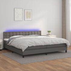 shumee Boxspring posteľ s matracom a LED sivá 200x200 cm umelá koža