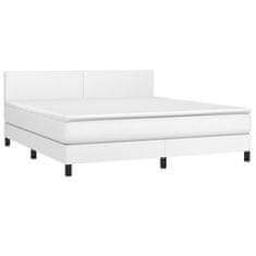 shumee Boxspring posteľ s matracom a LED biela 160x200 cm umelá koža