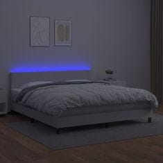 shumee Boxspring posteľ s matracom a LED biela 160x200 cm umelá koža