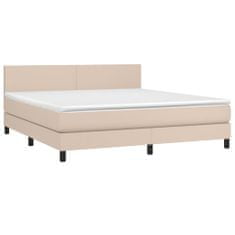 shumee Boxspring posteľ matrac a LED kapučínová 180x200 cm umelá koža