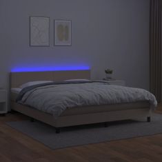 shumee Boxspring posteľ matrac a LED kapučínová 180x200 cm umelá koža