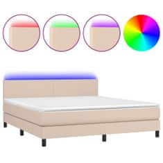 Petromila vidaXL Boxspring posteľ matrac a LED kapučínová 160x200 cm umelá koža